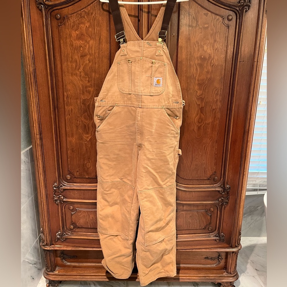 Carhartt VTG Tan Duck Canvas Overalls with Adjustable Straps 36x28
